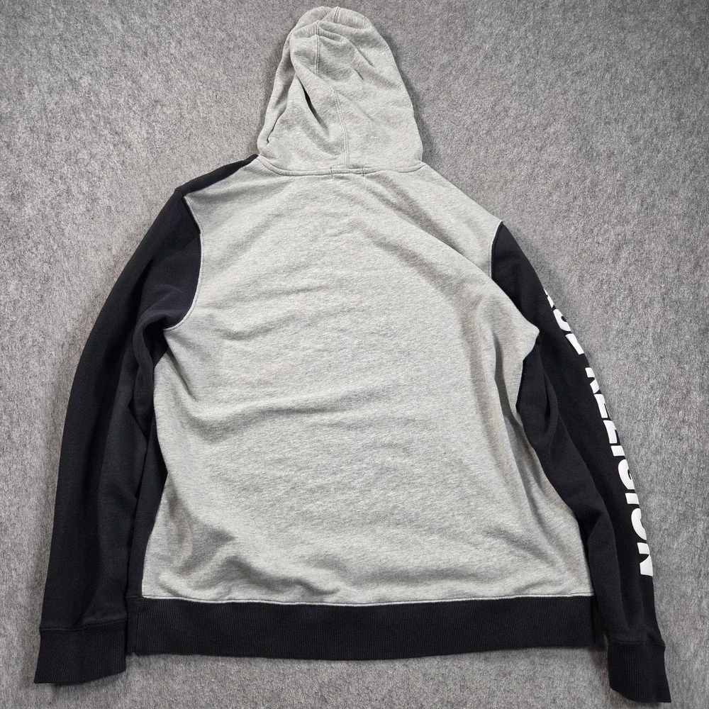 True Religion Hoodie Sweatshirt Mens Large Black Color Block Fleece Pullover